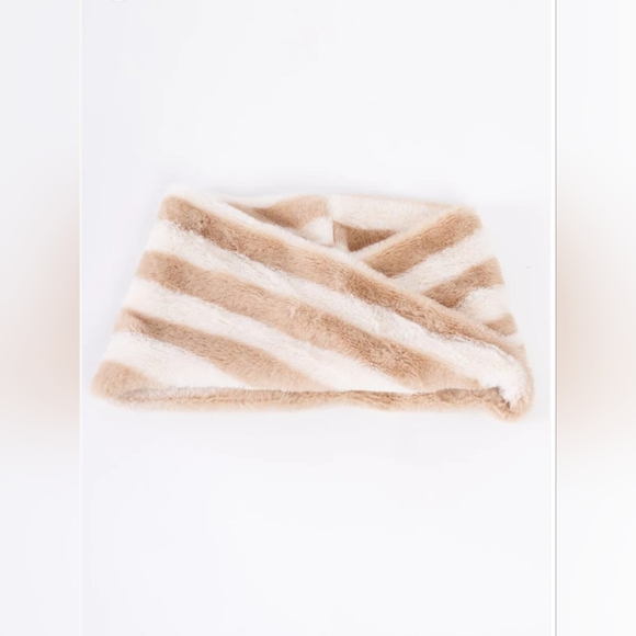 Ivory Striped Twisted Infinity Scarf - Picture 3 of 5